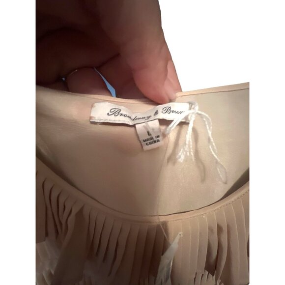 Broadway & Broome Tank Top Small Brown Silk Pleated Spaghetti Strap Camisole Lar - Picture 3 of 5